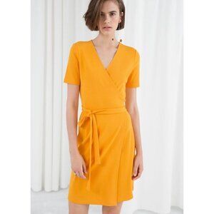 & Other Stories Paris Atelier Stretchy Ribbed Knit Wrap Dress Summer Sun Casual